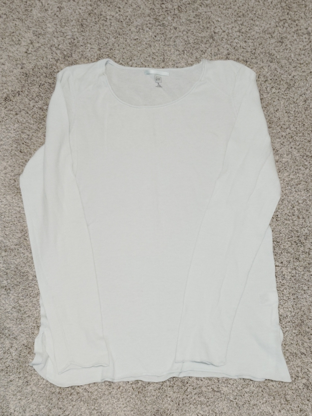 GAP Women's Long Sleeve Scoop Neck Top in Bluish Off-White